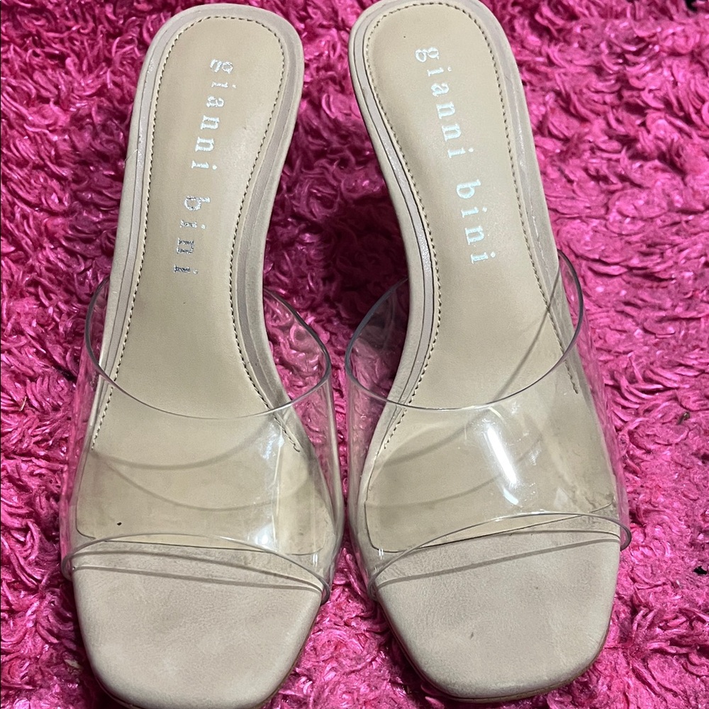 GIANNI BINI - Clear Strap Nude Slide Mules (SZ. 8)